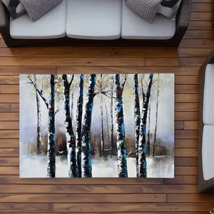 Begin Home Decor C1ROAR353F7IHH 3 x 5 ft. Frosted Trees Blue Snow Outdoor Rectangle Area Rug - Home Decor Accent