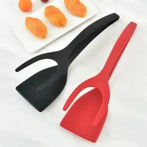 2 In 1 Grip Flip Tongs Egg Spatula Tongs Clamp Pancake Fried Turners Kitchen