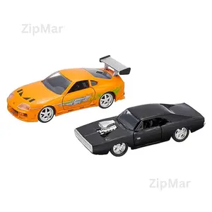 Jada Toys Fast & Furious Dom's Dodge Charger R/T & Brian's Toyota Supra 1:32 Die-Cast Vehicle (26063) - Orange & Black Models