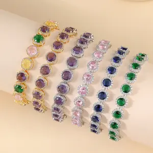 European American Fashion Hollow Circular Bracelet Gold-plated Zirconia-embedded Women Accessory Versatile Colorful