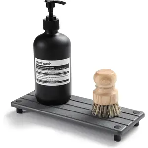 Sink Caddy Kitchen Sink Organizer Water Absorbing Diatomite Stone Tray Faucet Drying Mat Coaster Soap Dish Sponge Holder for Kitchen Bathroom Vanity Counter 10" x 4"