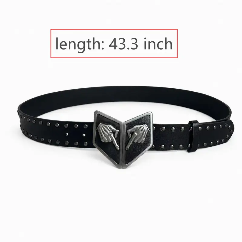 Inkhausstore-Inkvaultarchive Retro Cowboy Belt, 43.3 in length,JJBA SBR Anime Costume Gyro Zeppeli Cosplay Fashion Accessory Waist Belt With Buckle,back to school out fit,