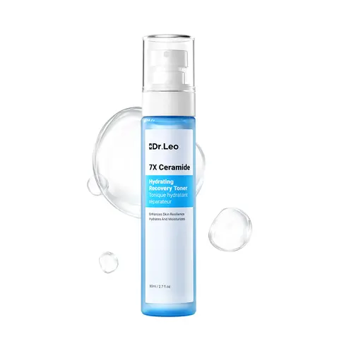 Dr.Leo 7X Ceramide Skin Repair Hydrating Toner - Hyaluronic Acid, Lightweight Oil-Free, Deep Hydrate & Moisture Lock, Smoothing, Redness Reduction, Pregnant Women-Safe, 80ml, For Dry Sensitive & All Skin Types