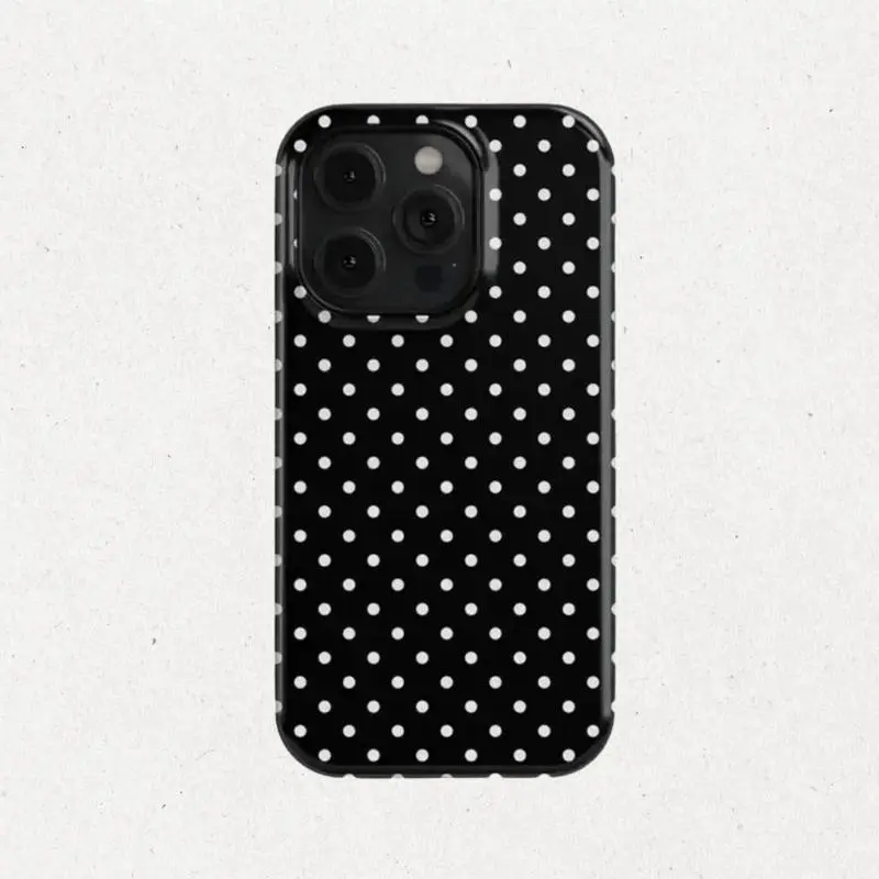 Black polka dot anti - drop phone case - Aesthetic Black and White Cover For iphone17Pro max 17 16Pro/15/14/13/12/11 stylish gift