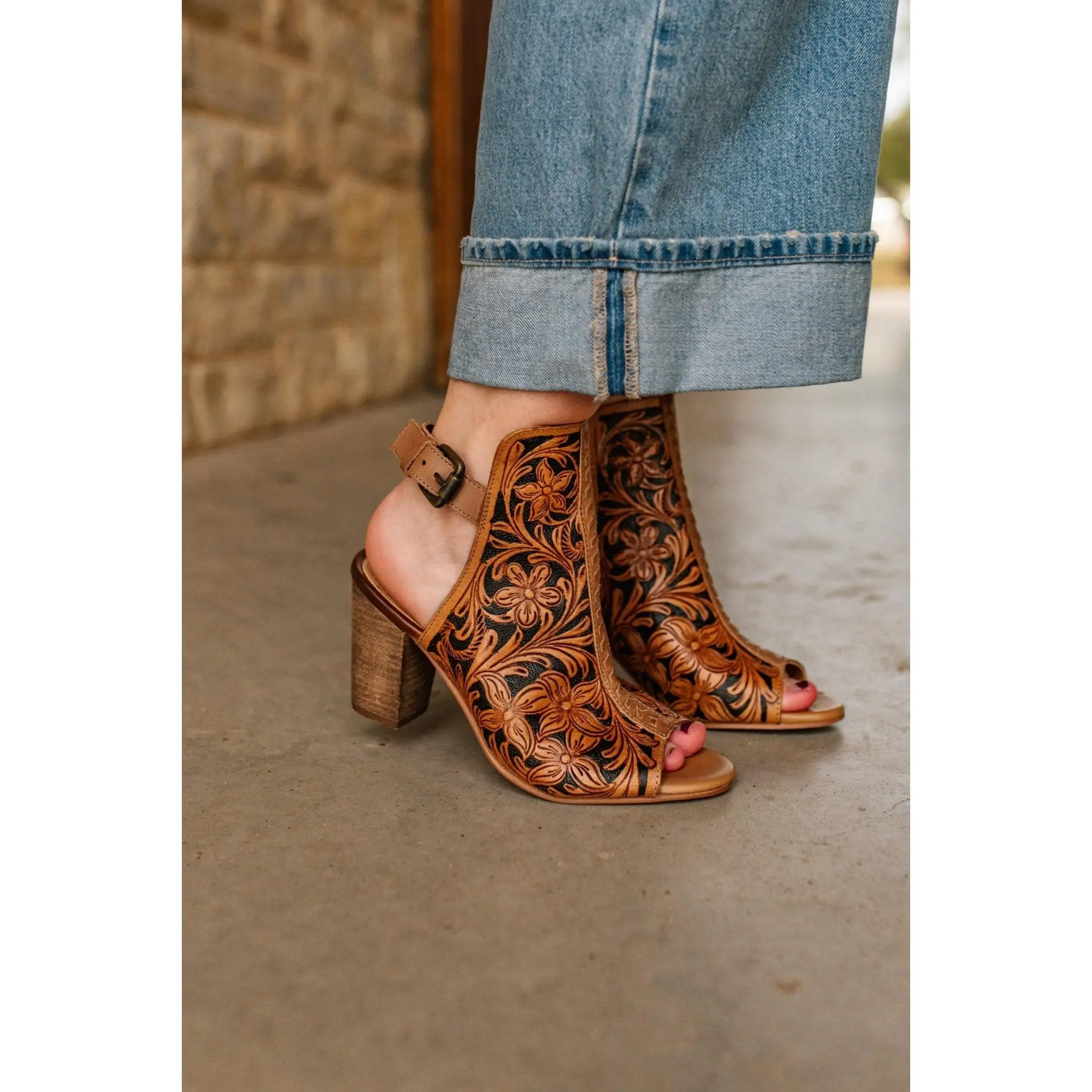 Desert Flora Tooled Leather Booties
