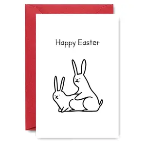 Happy Easter Card, Easter Greetings, Cute Bunny Pattern Greeting Card with Envelope, Funny Humor Greeting Cards, Perfect for Family Or Kids, Holiday Cards