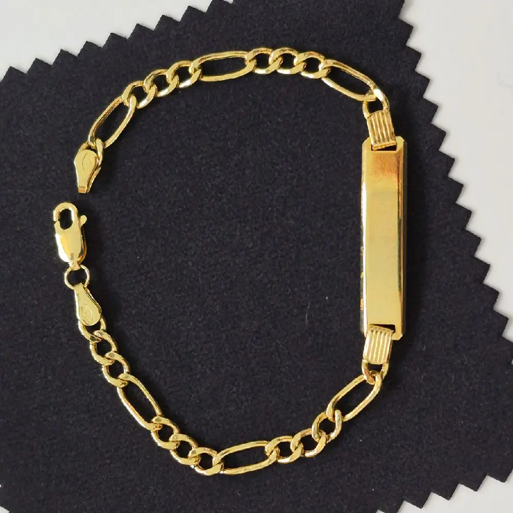 14K Real Gold Figaro Plain Bracelet 6.5" - Elegant and Versatile Design