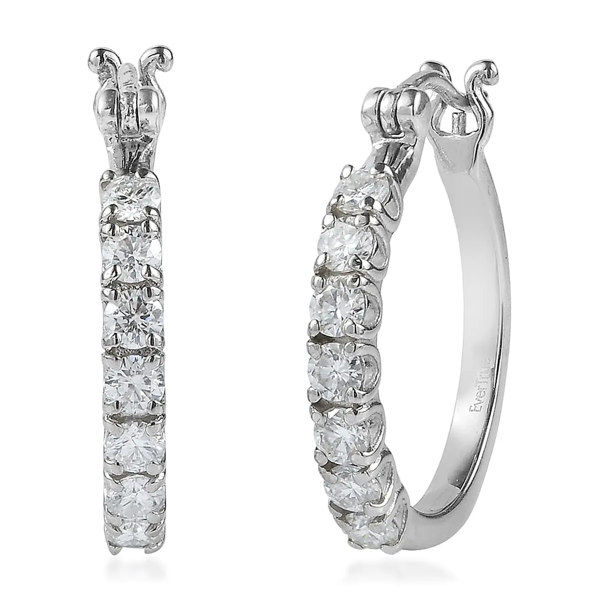 EverTrue Moissanite 1.40 ctw Hoop Earrings in Stainless Steel