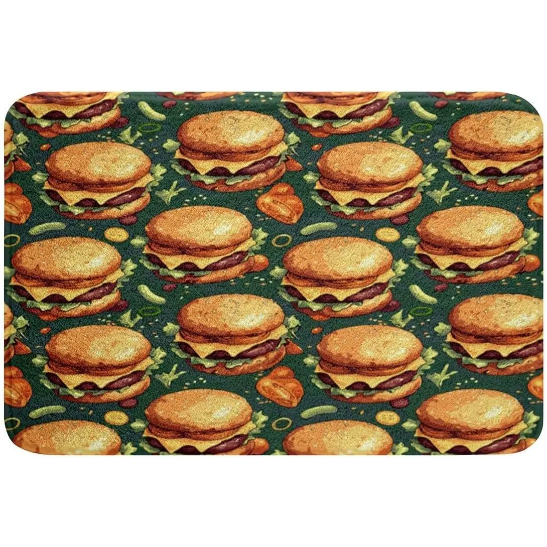 Hamburg Bathroom Accessories Funny Food Hamburg Bathroom Rugs Decor Modern Bath Mats Non-Slip Soft Shaggy Absorben Delicious Food Floor Doormats