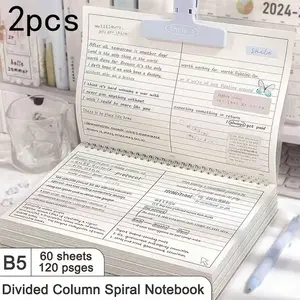 2 PVC soft cover coil notebooks - Horizontal column layout design, B5 size, suitable for study notes | work records | DIY diaries | mind maps, applicable to students and office workers
