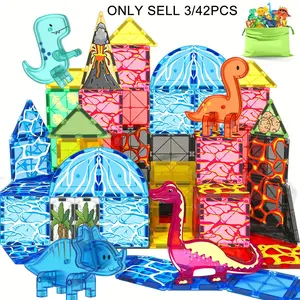 Dinosaur Volcano Magnetic Building Blocks Toy, Creative Construction Set, Best Birthday Gift for Kids, Unisex Educational Playset, Magnetic Building Cubes