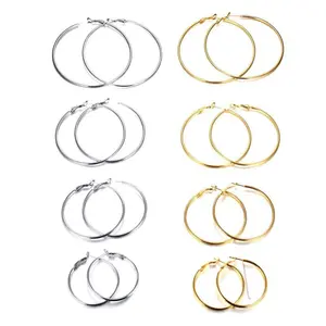 Fashion hoop earrings, exaggerated thin hoop earrings, titanium steel women's fashion jewelry, party jewelry