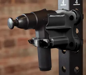 Hands-Free Massage Gun Mount - Get the most from your massage gun by mounting it just about anywhere: poles, non-porous surfaces (refrigerators, ceramic tile, stainless steel, etc) or use the Frame (not included) to mount on drywall, wood, stucco, etc.
