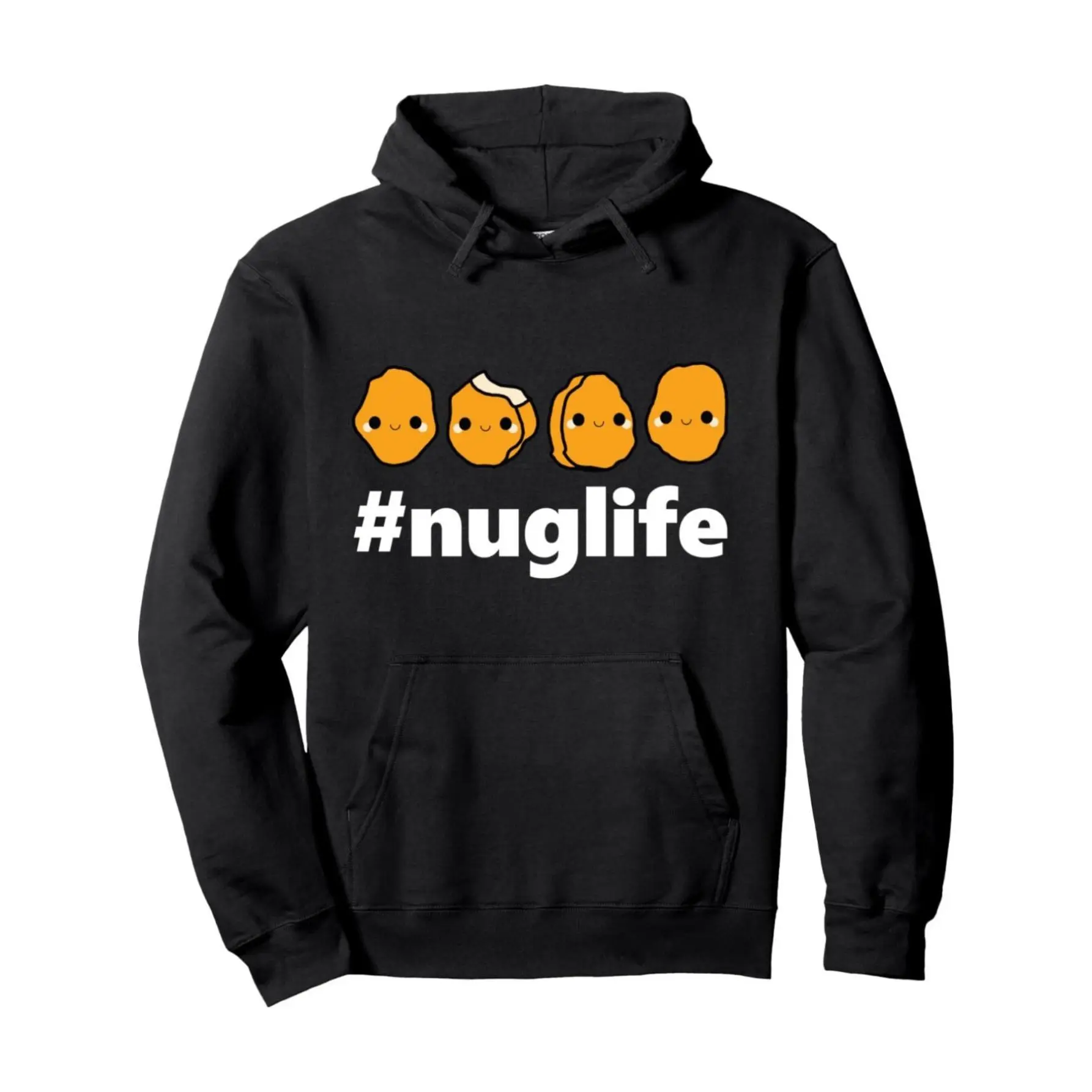 Funny Nug Life Chicken Nugget Men's Clothing Pullover Street Style Sweatshirt, Round-Neck Sweater, Super Soft, Breathable, Four Seasons Leisure Hoodie, Perfect for Daily Wear, Casual Outing, Double Hooded, Daily Wear Hoodie | Trendy Pullover