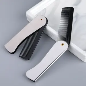 Men's Beard Comb Set, Foldable Beard Brush, Stainless Steel Handle Comb, Portable Hair Styling Tool for Men, Heatless, Hair Styling Combs