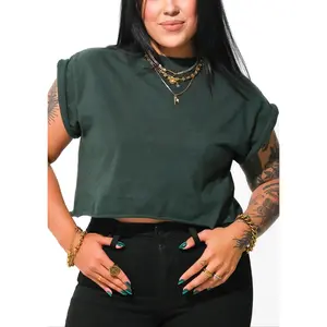 CROPPED PEBBY BASICS EMERALD GREEN TEE