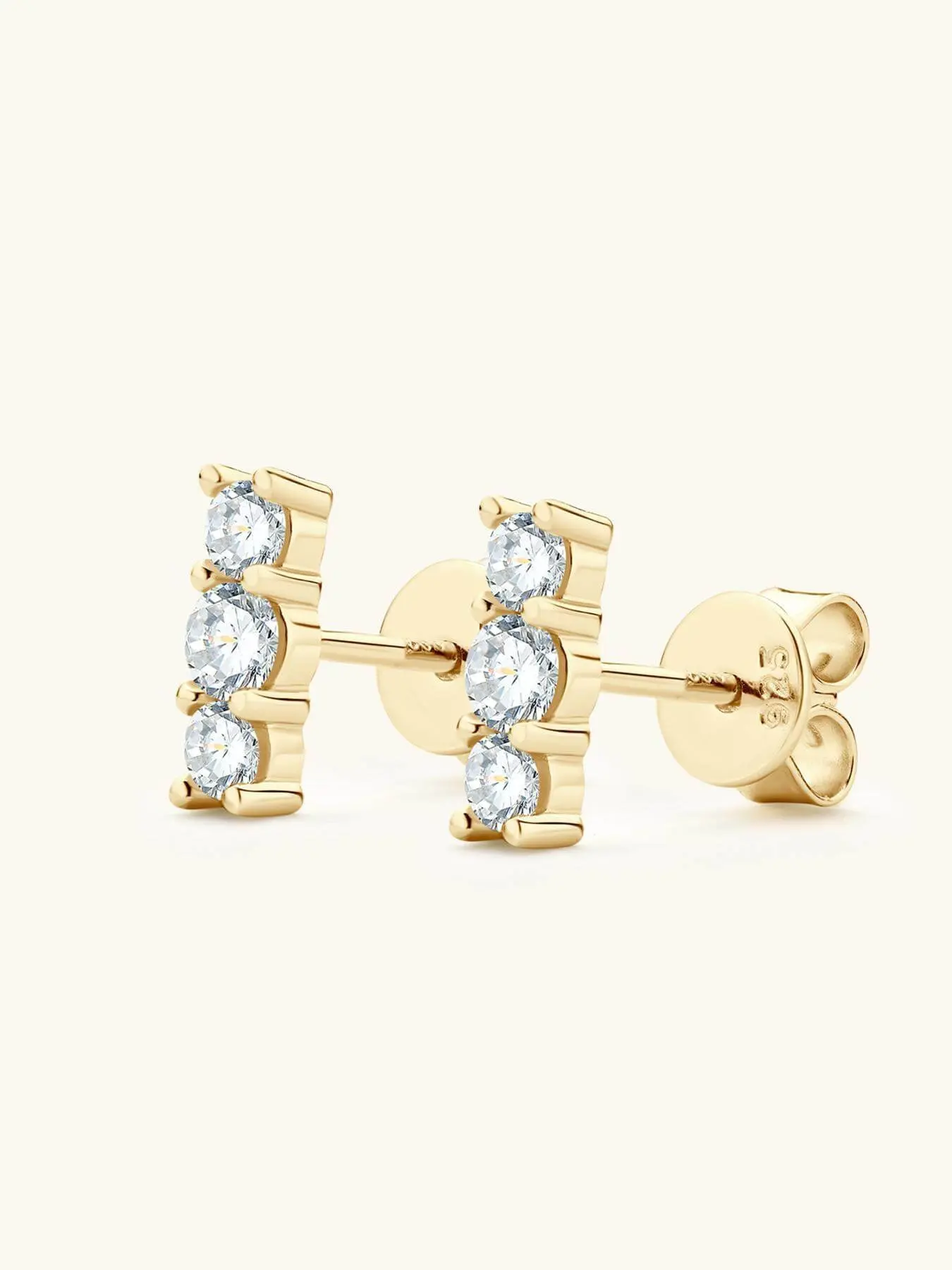 0.44ct Mozambique Three Stone Earrings, S925 Silver Minimalist Bar Earrings, Sparkling Daily Wear Jewelry Surprise Gift