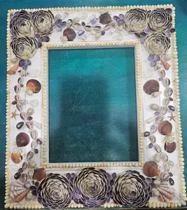 Vintage Shell Floral Frame – 16.75" x 14.25", 8" x 10" Inner Opening