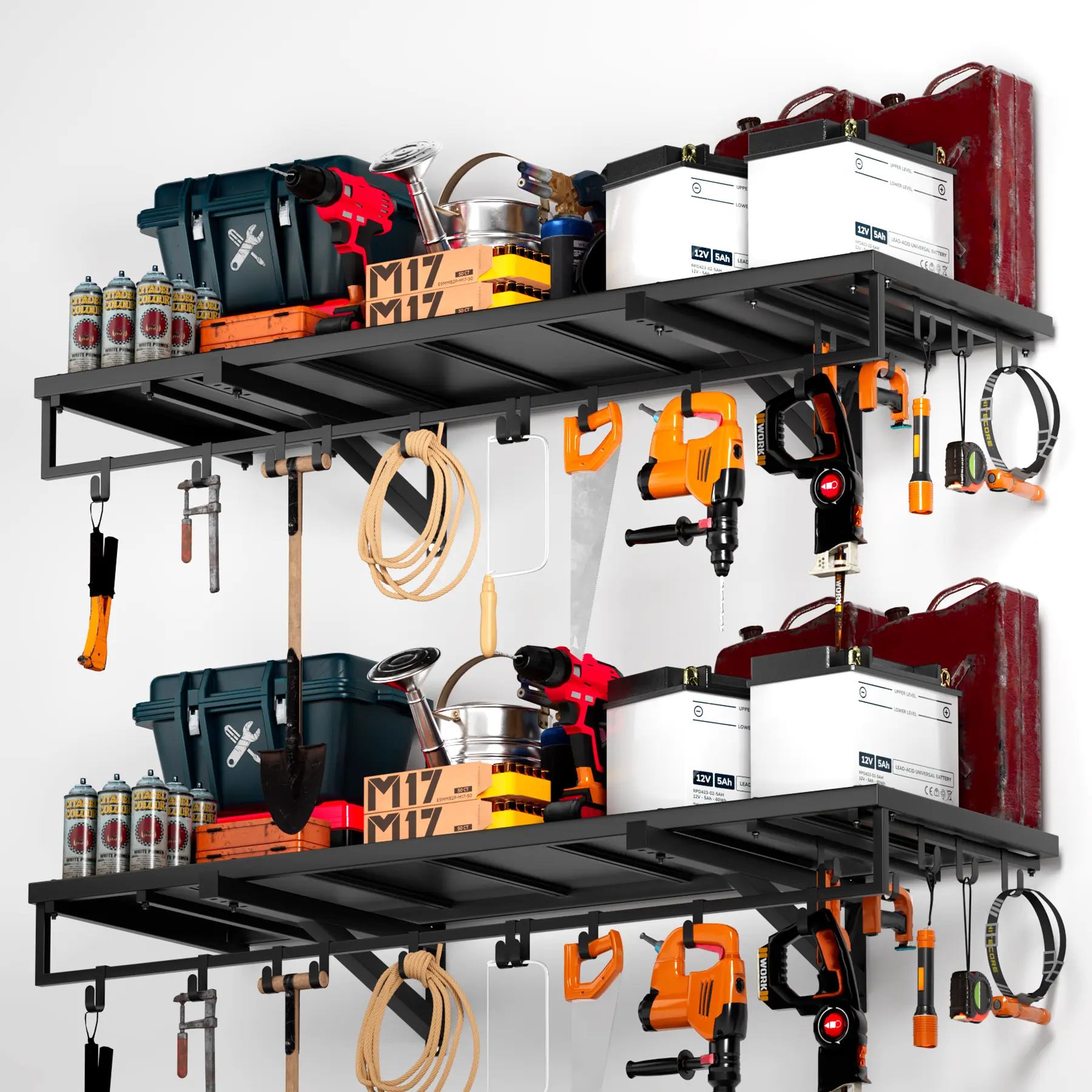 Vantage Mounts 2PCS Carbon Steel Garage Floating Shelves - 1120LBS