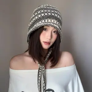 Women's Lightweight Knitting Beanie Hat, Breathable Hollow Design with Adjustable Drawstring, Casual Spring Skull Cap for Travel & Streetwear, Versatile Beanies