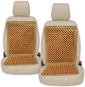 Zone Tech Premium Quality Double Strung Natural Wooden Beaded Ultra Comfort Massaging Full Car Seat Cushion
