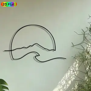 1pc Coastal Sunset Metal Wall Art, Ocean Wave & Mountain Silhouette Statue Mural, Artistic Metalwork, Intricate Craftsmanship, Perfect for Housewarming, Summer Decor, Perfect for Living Room Patio Wall Beach House Decor, Ideal Gift for Nature Lovers.
