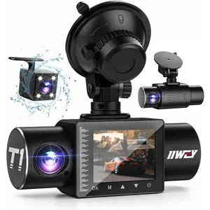 Dash Cam Front Rear and Inside 1080P Three Channels with IR Night Vision Car Camera SD Card Included Dashboard Camera Dashcam For Cars, Taxi, Uber HDR Motion Detection and G-Sensor