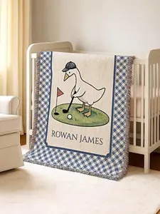 Golf Baby Blanket: Personalized Country Club Fleece or Cotton Woven Crib Blanket Goose