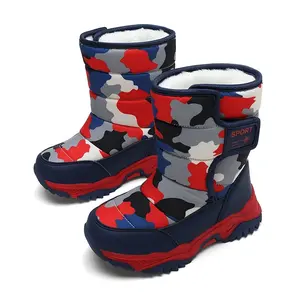 Boys & Girls Winter Waterproof Warm Mid-Calf Boots with Camouflage & Colorful Patterns, Snow Boots for Outdoor Play