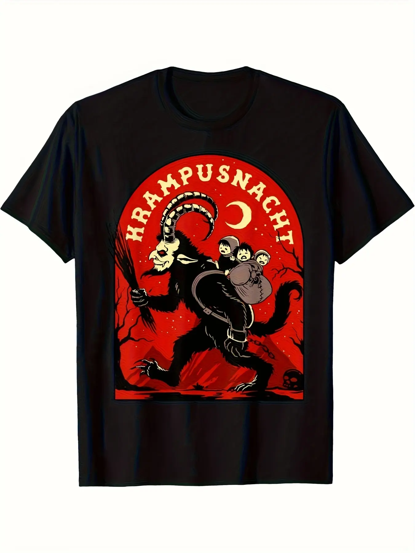[Merry Krampus Horror Tee] Merry Krampus Satanic C unisex soft cotton short sleeve t shirt, vintage graphic casual tee for men women teens, perfect birthday holiday gift for camping travel gym daily street casual wear