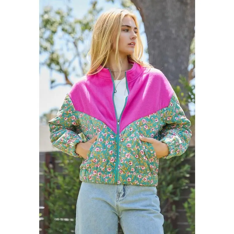 Plus Size Oddi Floral Quilted Jacket