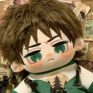 20cm Anime Eren Stuffed Cotton Doll Cute COS Attack on Titan Dress-up with Ears Plush Toys for Fans Children's Collectible Gifts