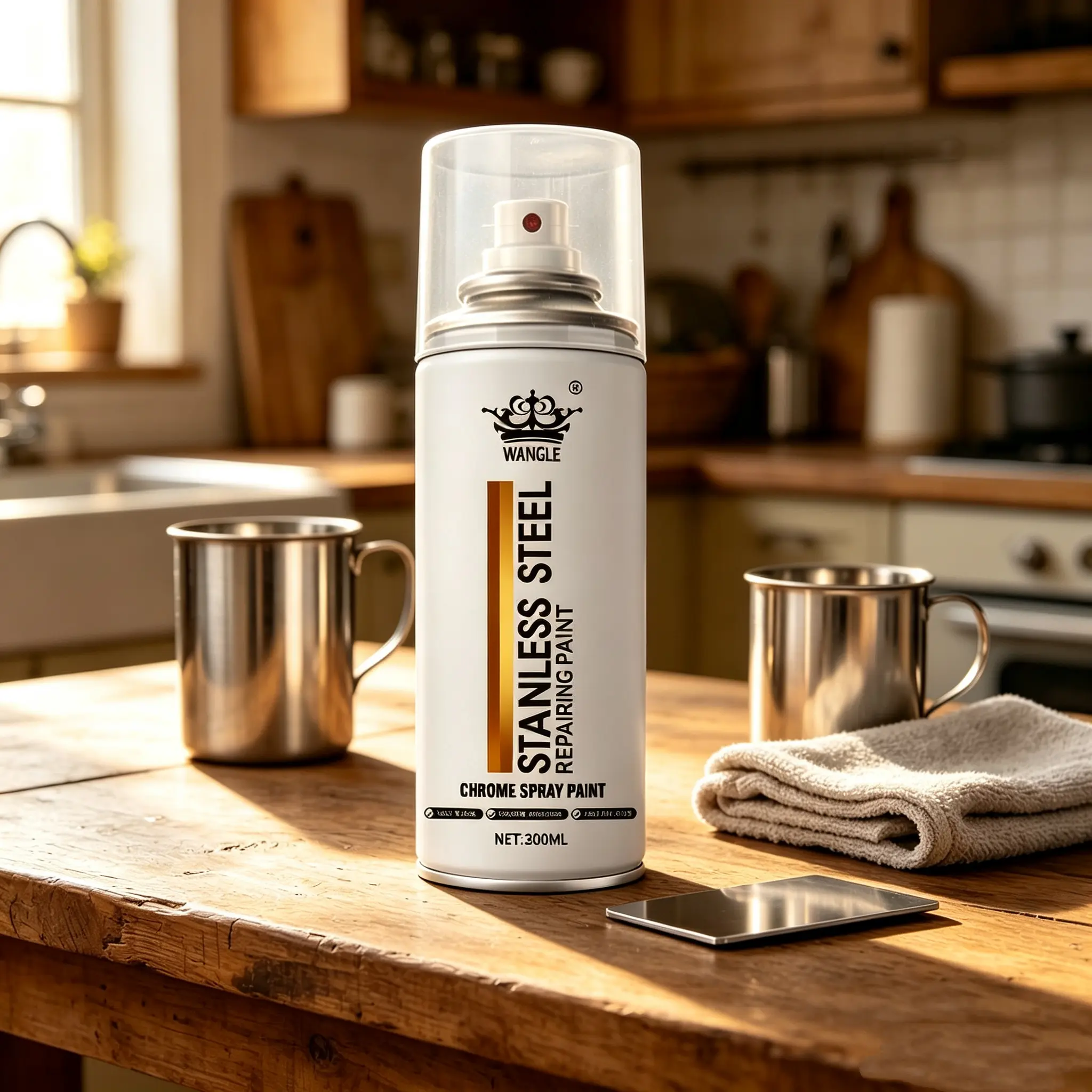 Professional Mirror Chrome Spray - Long-Lasting Shiny Stainless Steel Coating, Easy-Apply Metal Repair Solution for Faded Fix, Suitable for Cars, DIY Projects