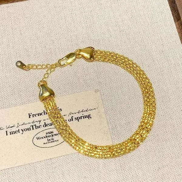 Women’s 14K Gold Plated Chunky Chain Bracelet, Waterproof Stainless Steel Link Bracelet, Adjustable Trendy Minimalist Jewelry, Lightweight Daily Wear Accessory