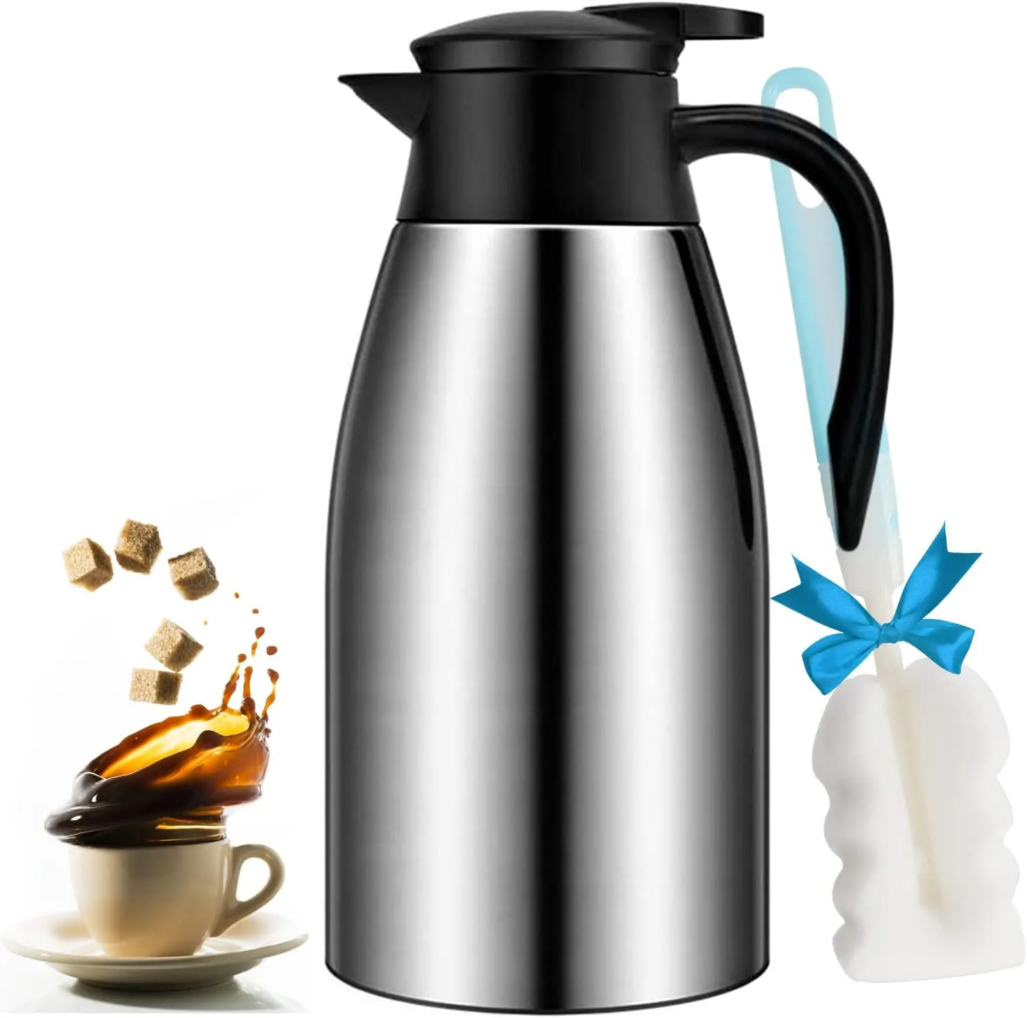 68oz Coffee Carafe Airpot Insulated Thermos Urn Stainless Steel Vacuum Thermal Pot Flask for Hot Beverage / Water, Tea - Keep 12 / 24 Hours Hot / Cold … Drinkware Pour Drinkware Pour