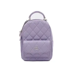 Pre-owned CHANEL Leather Backpacks 24c Backpack Purple Mini AM8369