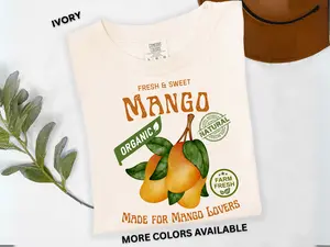 Vintage Mango Shirt Organic Fruit T-shirt Farm Fresh Tee Soft Unisex Top Graphic Design for Mango Lovers Streetwear Menswear