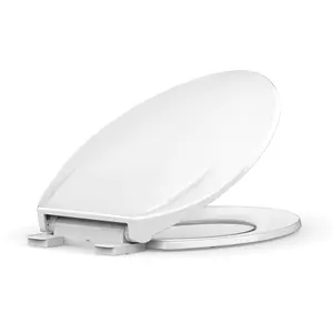 Garvee Slow Close Elongated Toilet Seat - Soft Quiet Closing Lid, Toilet Seat Replacement Easy Clean & Quick Install Design, Stain-Resistant PP Material, Universal Fit for Most Elongated Toilets, White