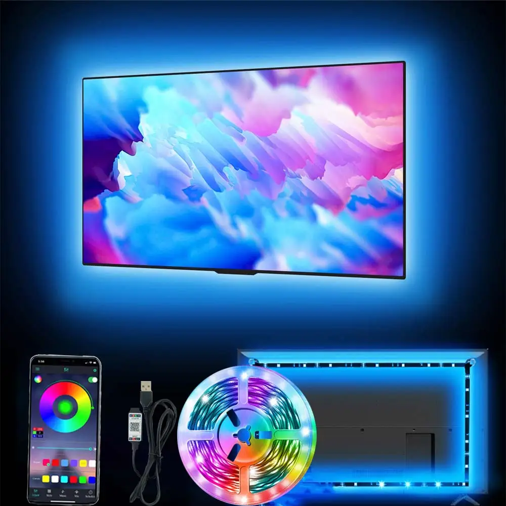 LED Strip Light, 1 Count RGB Color Changing Light with Remote Control, Creative Ambient Light Strip for Home Living Room Bedroom Festival Birthday Dec