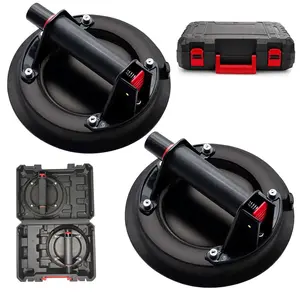 8" Heavy Duty Suction Cup to Lift Large Glass, Tile, Marble, Industrial Vacuum Suction Lifter with Handle for Glass Lifting & Replacement, 240 lbs Load Capacity, Carrying Case (2 Pack)
