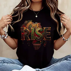 Africa Map We Rise Print T Shirt Casual Loose Fit For Everyday Wear And Sports Activities