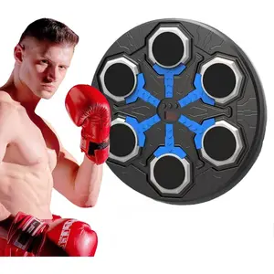 Music Boxing Machine with LED Lights & Bluetooth, Smart Wall-Mounted Boxing Trainer for Kids & Adults, Adjustable Speed Settings, Includes Gloves (Six Targets-A)