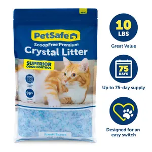PetSafe ScoopFree Premium Fresh Crystal Cat Litter 10 lb Bag Odor Control Lasts Up to 2.5 Months Dust-Free Low-Tracking for Improved Cat Litter Experience