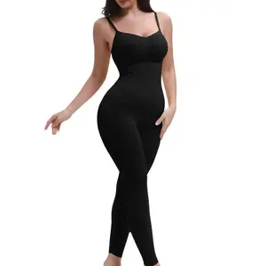 Full Body Shapewear Tummy Control  High Waisted Seamless Leggings Stretchy Bodysuit Black Compression