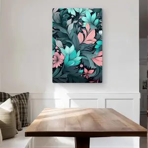 MWW C1MP24364ZZZZD 24 x 36 in. Neon Leaves - Turquoise Metal Print Wall Art for Home Decor