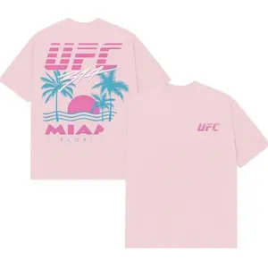 Mens Pink UFC 314 Off Shore Shirt, Bold Fight Night Graphic Tee, Ultimate Fighting Championship Fan Shirt, Official MMA Event Apparel OACU1
