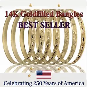 14 K Gold Filled  7 Day Seminario Set of 7 Bangles For All Ages with Anti Tarnish Gurantee, Diamond Cut, Handcrafted
