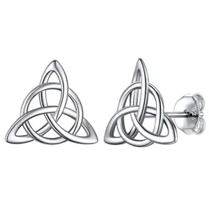 ChicSilver Celtic Knot Triquetra Plain Simple High Polished Daily 925 Sterling Silver Stud Earrings for Women