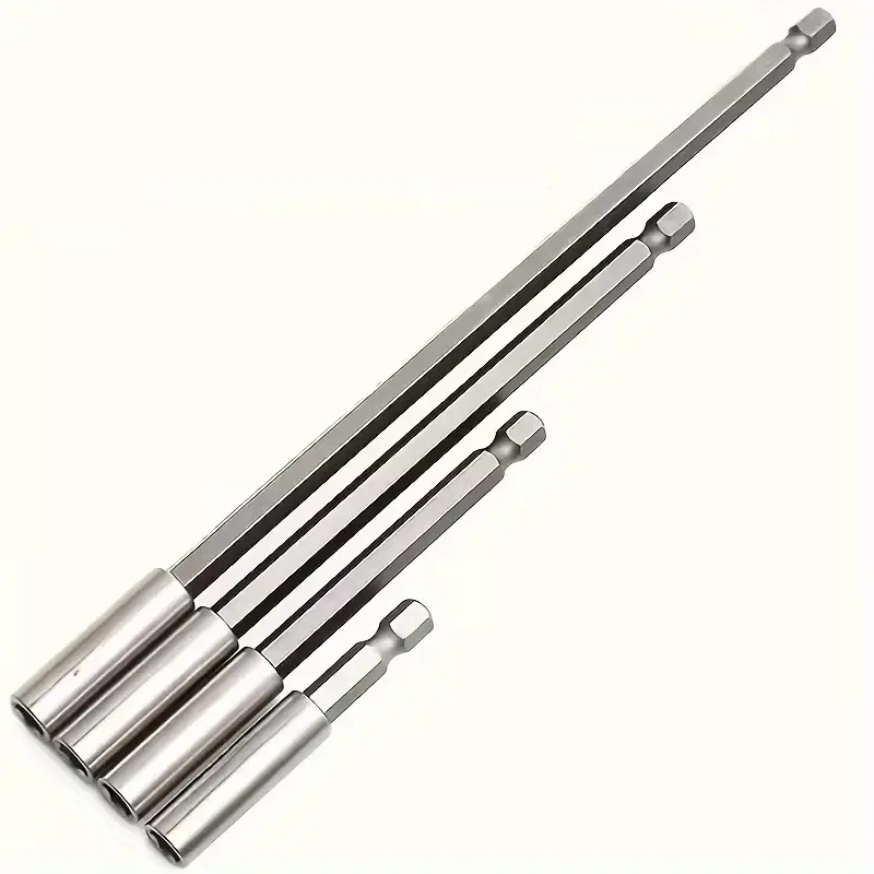 4pcs Quick Heavy Duty Extension Rod Set, Drill Bit Extension, Chrome Vanadium Steel Construction, 6-Inch Internal Hex Head, 1/4-Inch Hex Shank, for Multiple Drill Models