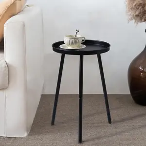 Side Table: End Table for Any Room - Small Side Tables for Small Spaces All Matte Black with 3 Legged